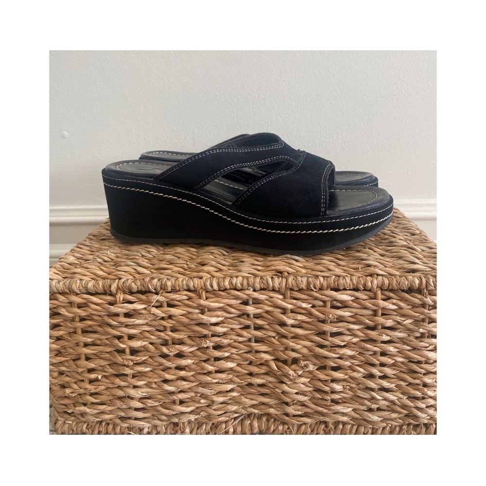 Cordani Black Suede Wedge Sandal